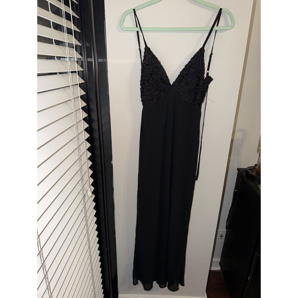 Wild Fable Black XS Maxi Dress With Textured Top and Tie Back